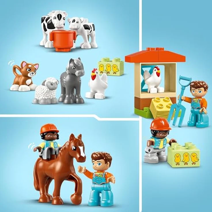 LEGO DUPLO Town Tierpflege auf dem Bauernhof, Spielzeug für Kinder ab 2 Jahre, mit Bauernhoftiere-Figuren für Rollenspiele, darunter Pferd, Kuh und Schaf, Lernspielzeug für Mädchen und Jungen 10416 – Bild 3