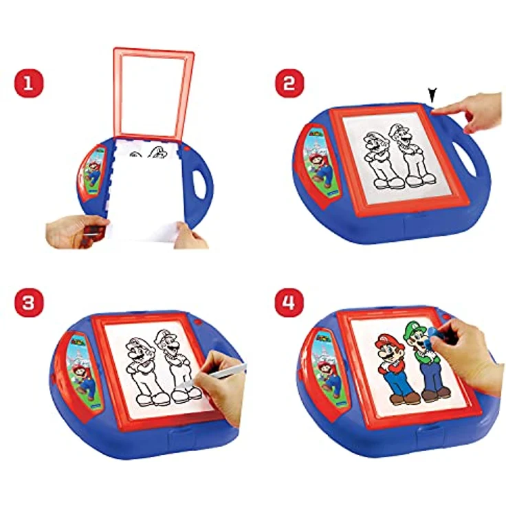 Lexibook Super Mario Zeichenprojektor, kreatives Set mit 10 Vorlagen und 4 Stempeln, tragbar – Bild 5