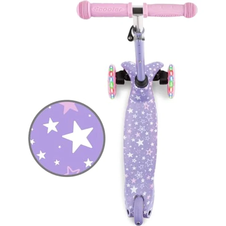 COIL Dreiradscooter, Kinderroller, Tretroller, Dreirad-Balance-Roller, Cityroller, ABEC-7-Lager, 3-stufige Lenkradverstellung, LED-Räder, Stars – Bild 2