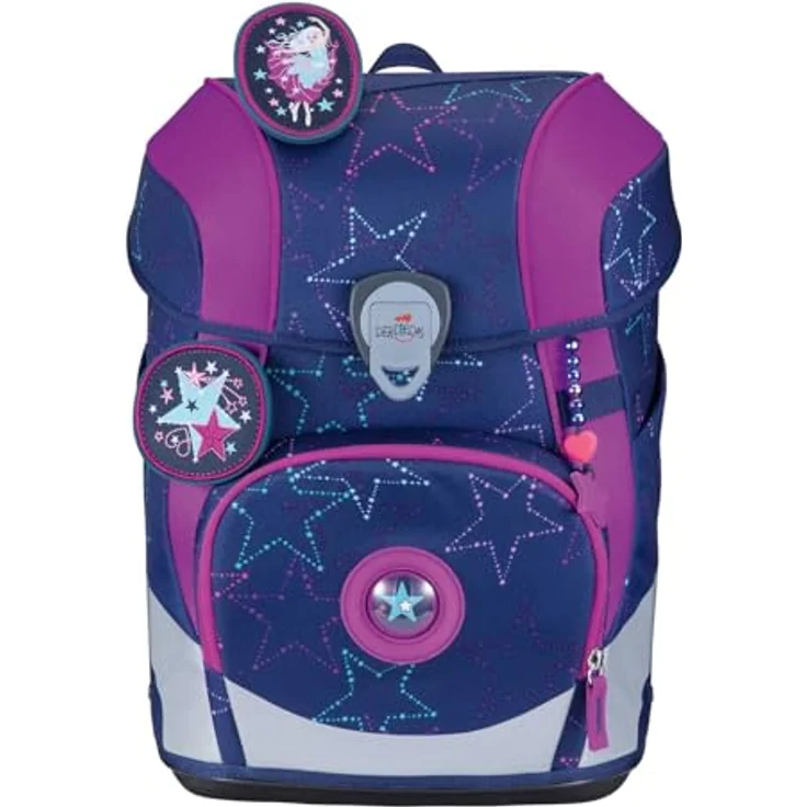 DerDieDas Schulranzen ErgoFlex Tiny LED Set 6-teilig, ergonomisches Tragesystem, hohe Sichtbarkeit, dunkviolett – Bild 2