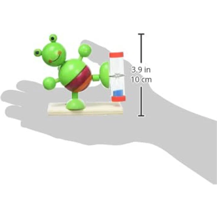 Hess Holzspielzeug 14520 - Zahnputzuhr aus Holz für Kinder, Serie Frosch, inkl. Zahnbürstenhalter und drehbarer Sanduhr, handgefertigt, zur täglichen Nutzung beim Zähneputzen – Bild 5