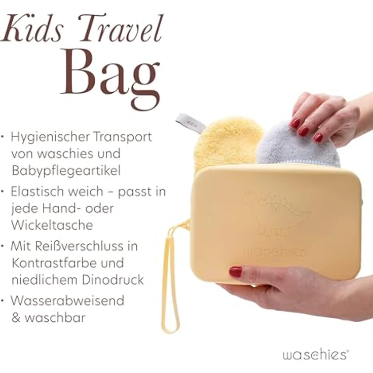 waschies Waschies Bag, Wasserabweisend und Elastisch, Aufbewahrung für Babys & Kinder, Pastel Blue, 19 x 12,5 x 4 cm – Bild 4