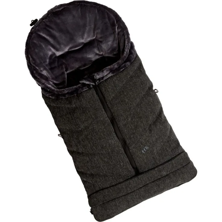 TFK Thermo-Fleece Fußsack, verlängerbares Fußteil, wasserabweisend, Premium Schwarz