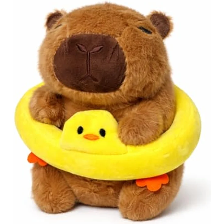 Soma Capybara Kuscheltier 20 cm, Plüschtier mit gelbem Enten Schwimmring, weiches Stofftier für Kinder und Dekoration – Bild 1