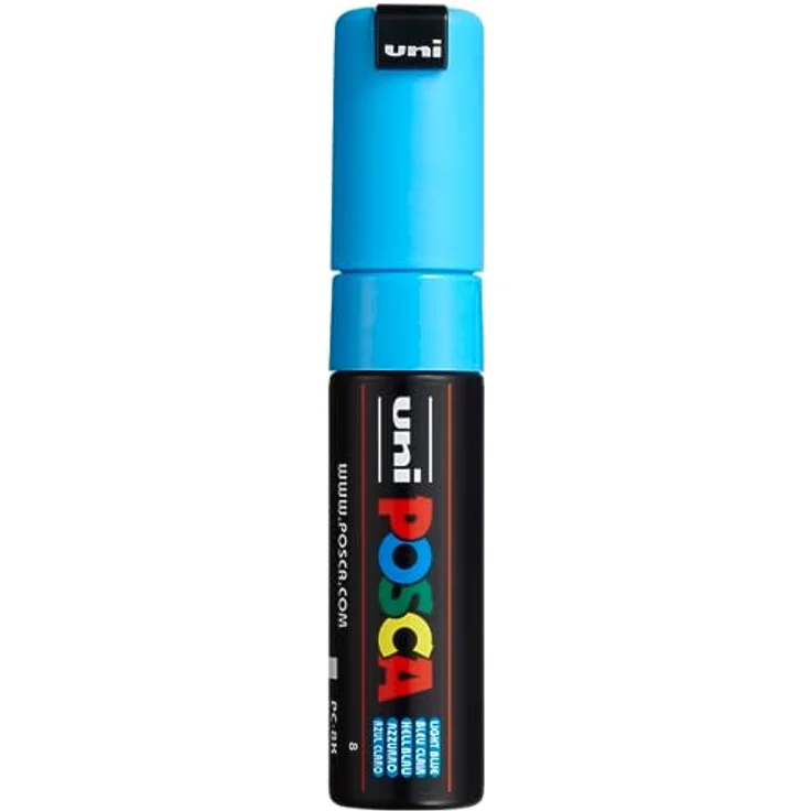 Uni-Ball POSCA 182653, Farbmarker mit breiter Keilspitze, hellblau, geeignet für alle Oberflächen – Bild 1