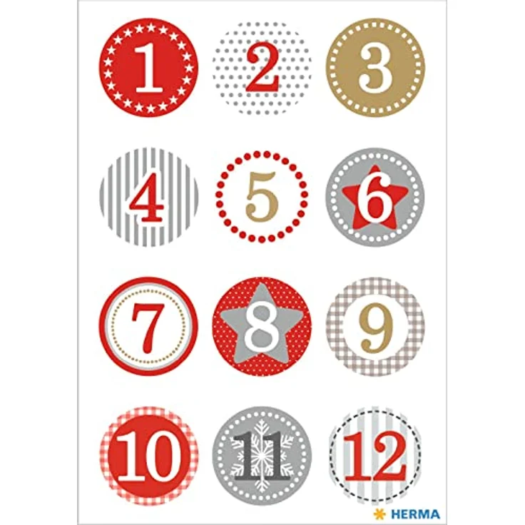 Herma - Weihnachtliche Etiketten Adventskalenderzahlen rot – Bild 3