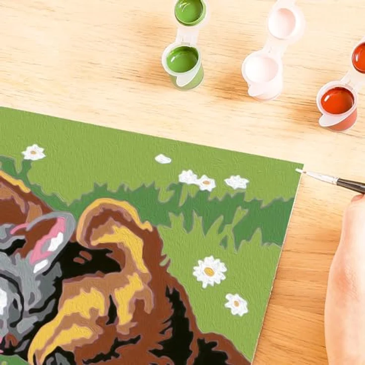 Ravensburger Malen nach Zahlen CreArt - Hund und Katze schlafen süß, vorgedruckte Malvorlage mit wasserbasierten Farben und Rahmen – Bild 5