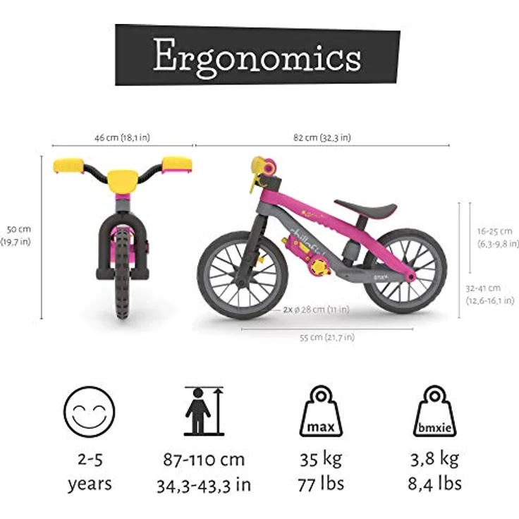Chillafish BMXie Moto Multi-Play-Laufrad mit echten VROOM VROOM-Sounds und abnehmbarem Spielmotor, inklusive kindersicherem Schraubenzieher und Schrauben, verstellbarem Sitz, für 2-5 Jahre, Rosa – Bild 4