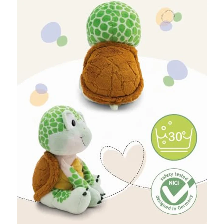 NICI Kuscheltier Schildkröte, 18 cm, mit braunem Plüschpanzer und süßer Bauchtasche, grün, 63066 – Bild 3