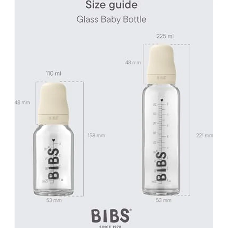 Bibs BIBS - Anti-colic Glass Bottle for Babies 225 ml IVORY – Bild 3