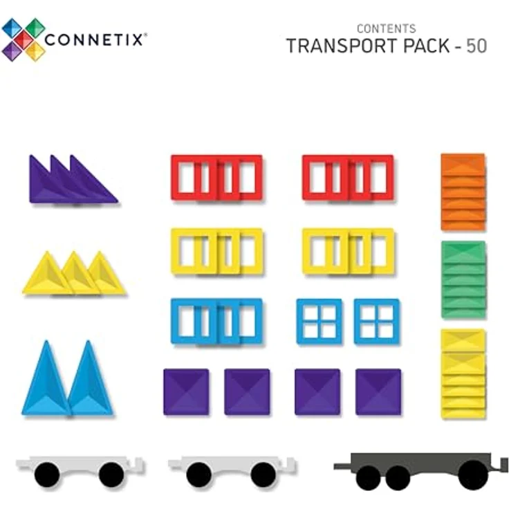 Connetix Rainbow Transport Pack Magnetspielbausteine, 50 Teile, pädagogisches Lernspiel, ab 3 Jahren – Bild 6