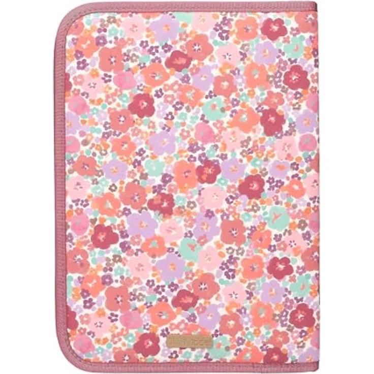 Depesche TOPModel Große Federtasche FLORAL inkl. Stifte, Beerefarben mit Model- und Hunde Motiv, Blumenmuster, rosa Glitzer, gefüllt mit 18 Bunt- und Filzstiften, 2 Bleistiften, Radierer, Anspitzer, Lineal, Schere und Klebestift – Bild 3