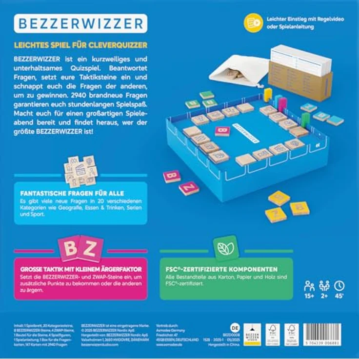 Asmodee BEZZERWIZZER (Auflage 2025), Quiz- und Partyspiel mit 2.940 Fragen in 20 Kategorien, ab 2 Spielern, ab 15 Jahren, 45 Minuten, Deutsch – Bild 2
