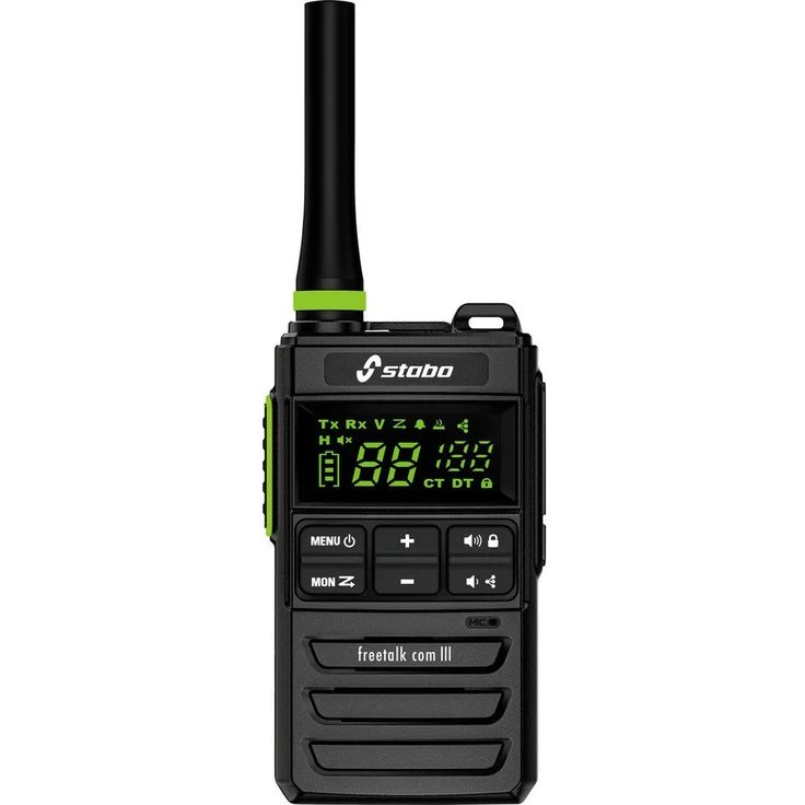 Stabo freetalk com III 20262, PMR-Handfunkgerät mit 16 Kanälen, IP54, VOX Freisprech-Funktion, 1er Set