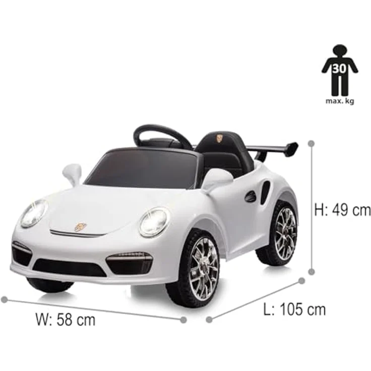 JAMARA Ride-on RUF CTR3 Club Sport Weiß, Elektroauto für Kinder ab 3 Jahren, 2,4GHz Fernsteuerung, 12,6V Li-Power, LED-Lichter, 2 Gänge, Gaspedal, Musikfunktion – Bild 3