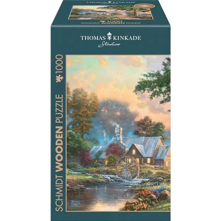 Schmidt Spiele 59797 Am Alten Mühlenbach, Thomas Kinkade, 1000 Teile Holzpuzzle, Mehrfarbig