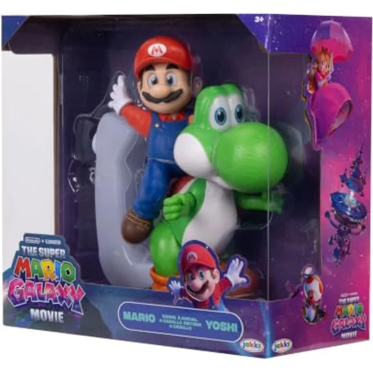 Jakks Pacific Super Mario Galaxy Movie Figur Mario reitet Yoshi, 20 cm Kunststoff, dynamische Flugpose, mehrfarbig, ab 3 Jahren – Bild 6