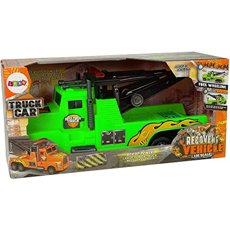 Lean Toys Roadside Assistance Traktor 1:10, Pannenhilfe-Spielzeug mit Kran und Abschleppseil, grün – Bild 6