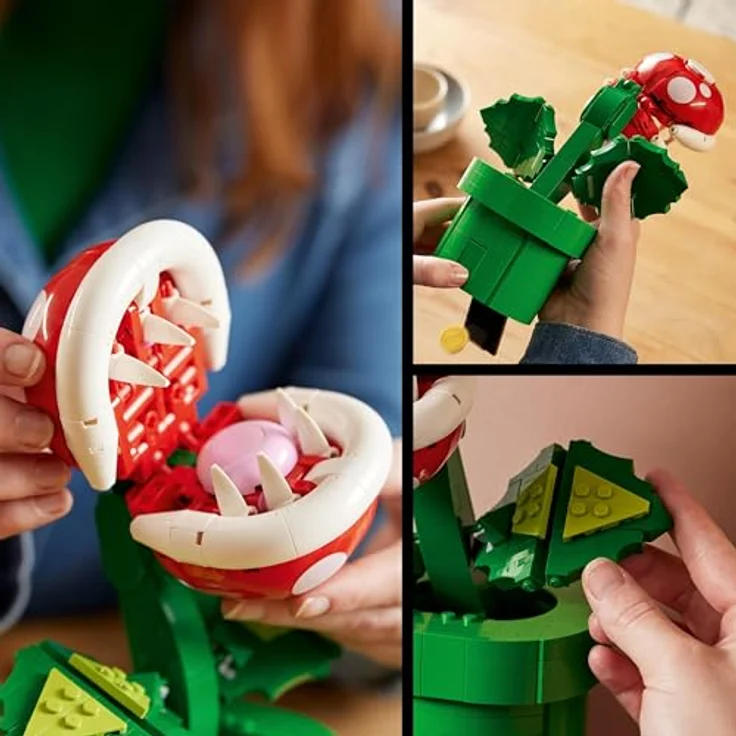 LEGO 71426 Super Mario Piranha-Pflanze Set, bewegliche Figur mit Pfeife und 2 Münzelementen, Modellbausatz für Erwachsene zum Bauen, Schlafzimmer-Deko, Geschenk für Männer, Frauen und Jugendliche – Bild 4