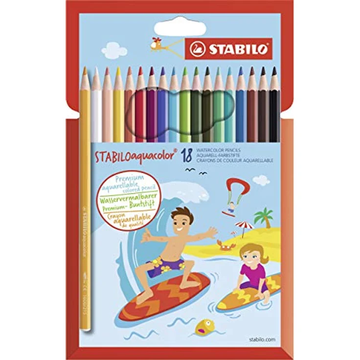 STABILO Aquarell-Buntstift aquacolor 18er Pack - mit 18 verschiedenen Farben – Bild 1