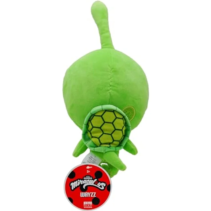 Miraculous Kwami Mon Ami Wayzz, 22,9 cm Schildkröten-Plüschspielzeug mit Kunstharzaugen und Glitzer, superweiches Plüschtier für Kinder – Bild 2