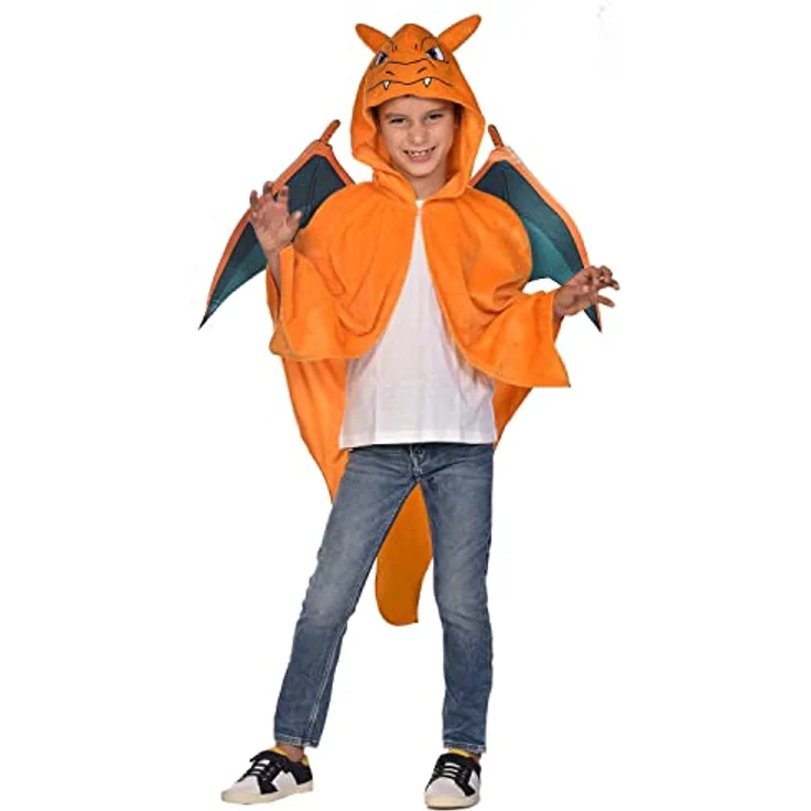 Amscan - Kinderkostüm Glurak, Plüsch-Cape mit Kapuze, Pokemon, Motto-Party, Karneval – Bild 2