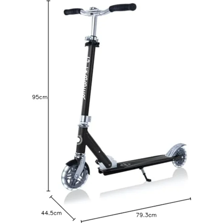 Globber Flow Element Lights 721-120, Scooter mit stabilem Aluminiumrahmen, schwarzen Polyurethanrädern und einstellbarem Lenker, max. Tragfähigkeit 100 kg – Bild 9