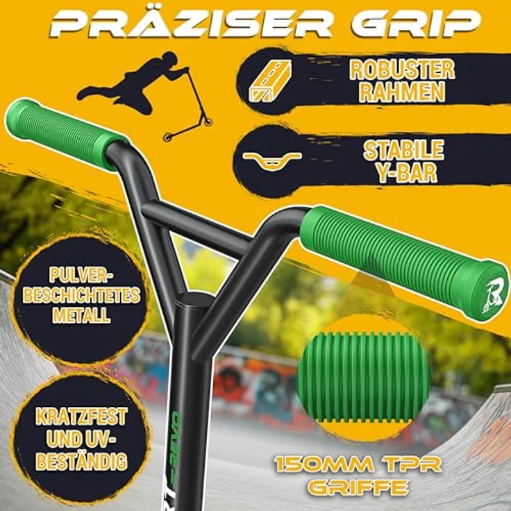 RE:SPORT REVO Stunt Scooter, Profi Kickscooter mit ABEC 9 Kugellagern, 100mm PU-Rollen, inkl. Ständer, für Kinder & Erwachsene – Bild 8
