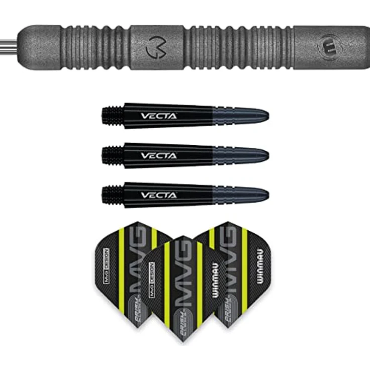 WINMAU MvG Exact 23 Gramm Profi Wolfram Steeltip Dartpfeile Set mit Winmau Prism Alpha Flügen und Vecta Schäften, Aluminium Point Protector – Bild 4