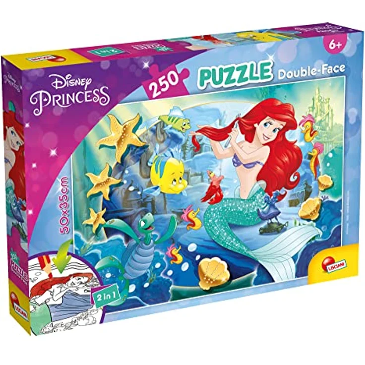 Lisciani DISNEY Puzzle Ariel, doppelseitiges Großformat-Puzzle mit 250 Teilen, fördert Kreativität und Geschicklichkeit, ab 7 Jahren – Bild 1