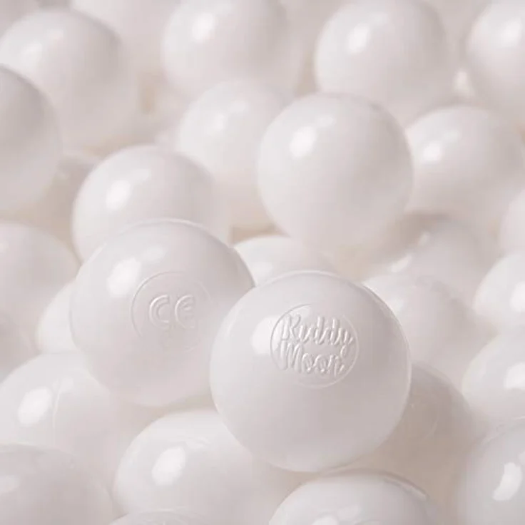 KiddyMoon Kinder Bälle 300 Stück, ∅ 6 cm Plastikbälle für Bällebad, weiß, Eurofins-zertifiziert, BPA-frei – Bild 1