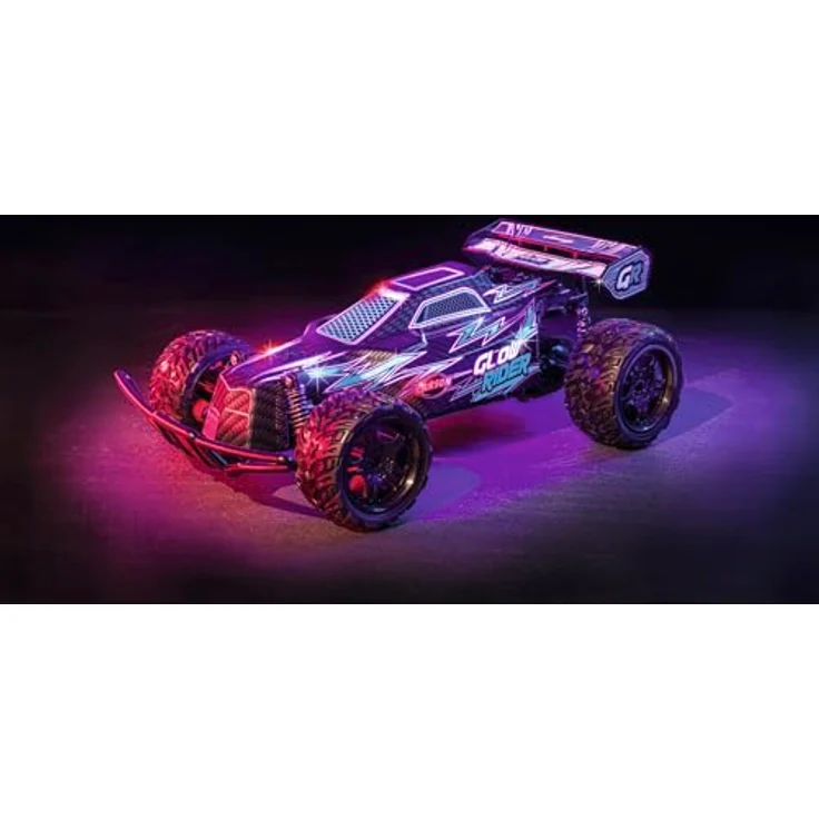 Carson Glow Rider 500404299 1:12 RC Fahrzeug mit 2,4 GHz Fernsteuerung, LED Beleuchtung, 25 Minuten Fahrzeit, blau, 100% RTR Komplett Set – Bild 3
