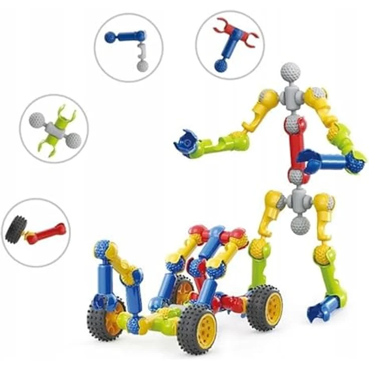 COIL Spielbausteine, Baustein-Set mit 170 Elementen, Lernspielzeug für Kinder ab 3 Jahren, Verbindungsbausteine und Anschlussblocksatz in Kunststoff, leicht zu reinigen und sicher – Bild 5