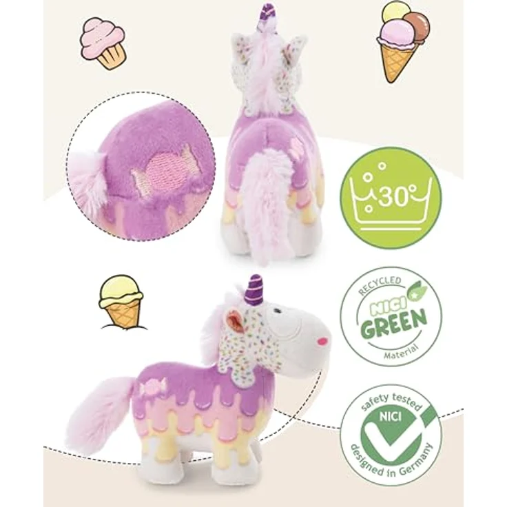 NICI Kuscheltier Einhorn Sweety Rainbow 22cm, weiches Plüschtier in Weiß, buntes Design, perfektes Geschenk für Kinder & Erwachsene, recycelte Materialien – 61906 – Bild 3
