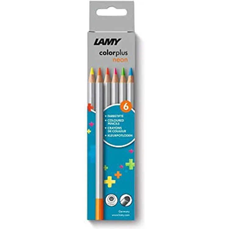 Lamy colorplus Faltschachtel mit 6 Farbstiften, ergonomische Dreieckform, bruchfeste Mine Ø 3,3 mm, Holz aus massivem Lindenholz