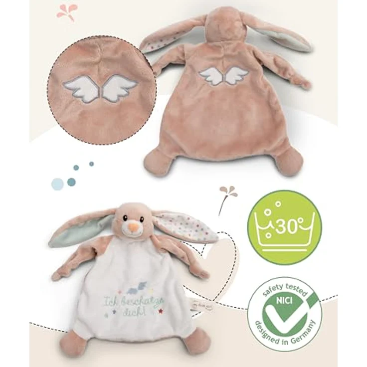 NICI Schmusetuch Hase Fjella Ich beschütze Dich 25x25cm - rosa - Kuscheltuch für Babys & Kleinkinder, Baby Kuscheltier Schnuffeltuch für Mädchen & Jungen – Bild 3