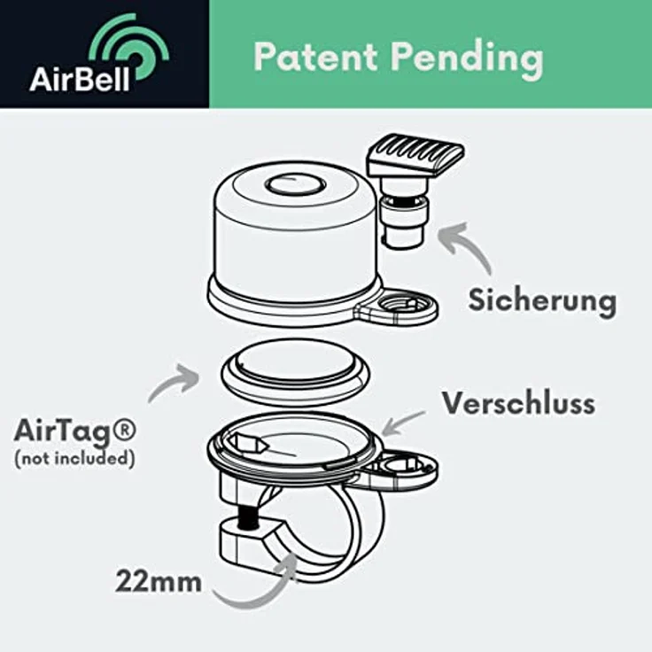 Hama Fahrradklingel AirBell® für Apple AirTag (AirTag Halterung, AirTag Befestigung, AirTag Versteck Fahrrad, Diebstahlschutz, Tracking, 85dB, 2,2cm Durchmesser) Schwarz – Bild 5