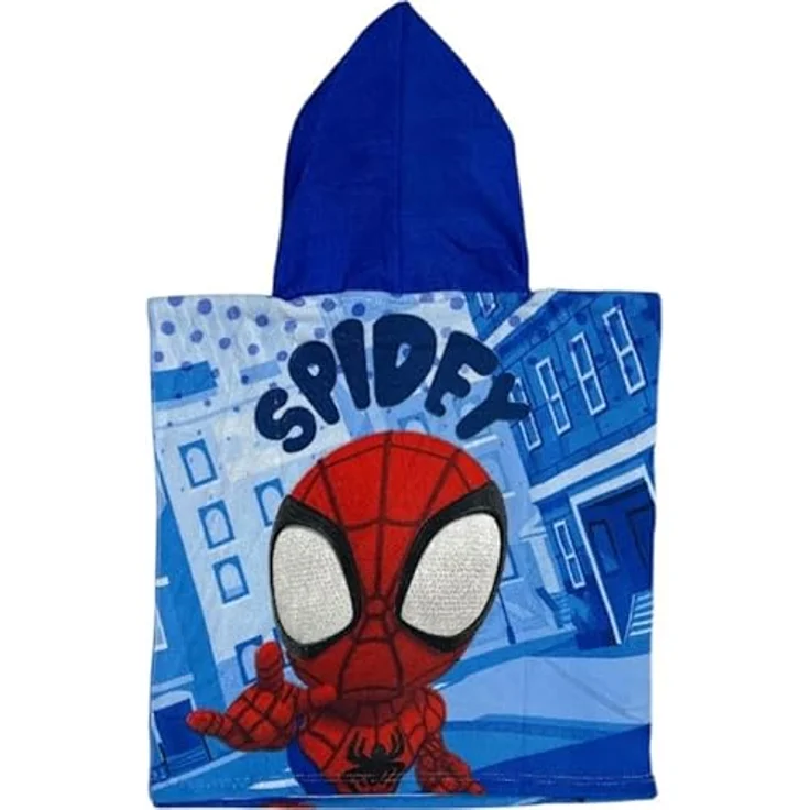 arlis Spidey Badeponcho mit Kapuze, 50 x 100 cm, 100% Polyester, offizielles Spiderman Produkt – Bild 2