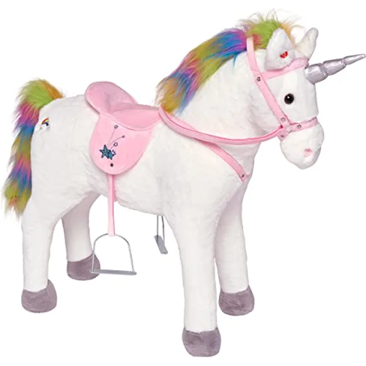 Pink Papaya Stehpferd Rainbow | 75cm Kinderpferd mit Sound und Sattel