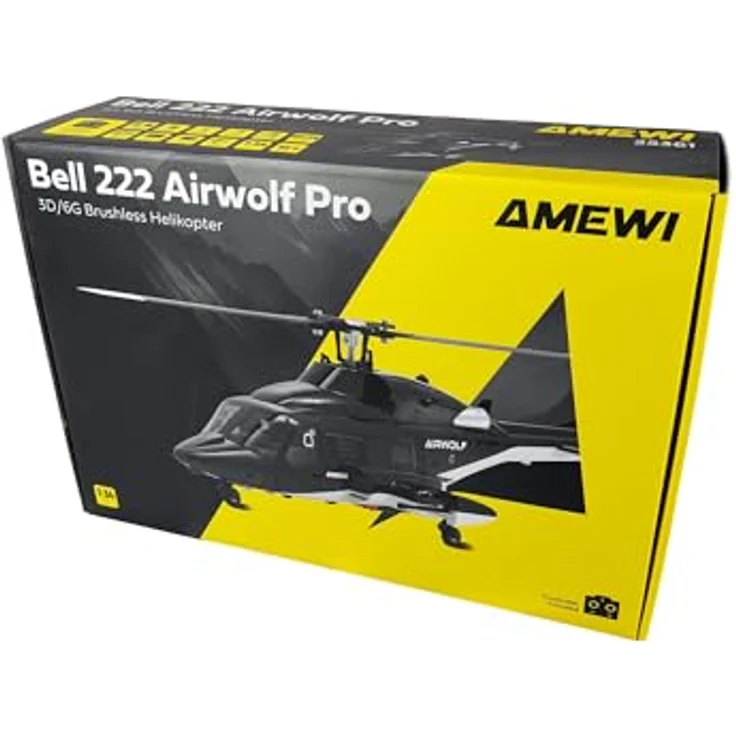 Amewi Bell 222 Airwolf Pro, RC-Helikopter 6-Kanal mit 3D/6G Flugstabilisierung und LED-Beleuchtung, schwarz-weiß – Bild 10