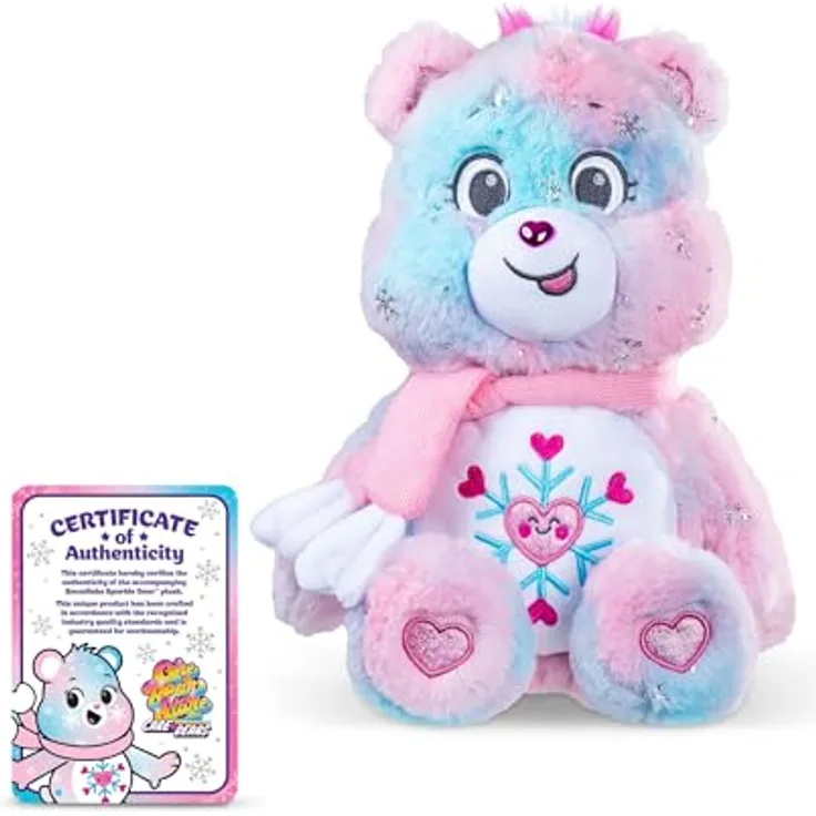 Troetelbeertjes Care Bears Plüschtier - Collector Edition Snowflake Sparkle Bear, 35cm Winter, weiches Plüschdesign mit detailliertem Belly Badge