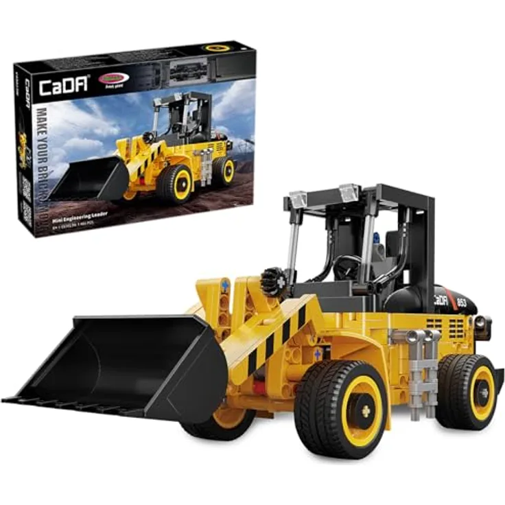 JAMARA CADA Radlader 1:15 Bricks, Klemmbaustein-Spielzeug mit 403 Teilen, detailgetreues Design, für Technik-Fans ab 8 Jahren