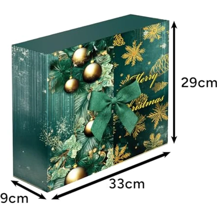 ISO TRADE Adventskalender für Männer 2025, 24 Überraschungen in edler Grün-Gold Geschenkbox mit LED-Deko und QR-Code, wiederverwendbare Verpackung – Bild 3