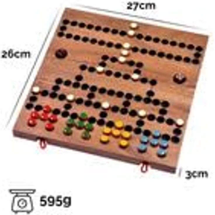 LOGOPLAY Blockade, Strategiespiel für 2 bis 4 Spieler, klappbares Spielfeld aus dunklem Samena-Holz, 26 x 27 cm, mit Stoffbeutel – Bild 4