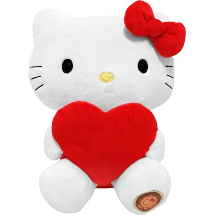 Joy Toy Hello Kitty Plüsch mit Herz, 24 cm, aus recyceltem Material in Kartontäschchen – Bild 1