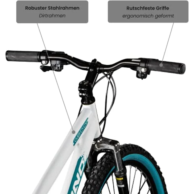 Galano Dirtbike 26 Zoll MTB G600 Mountainbike Fahrrad 18 Gang Dirt Bike Rad (weiß/türkis, 33 cm) – Bild 5