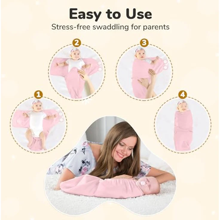 Mama Cheetah Preemie Swaddle Sack, Bio Baumwolle, verstellbare Einschlagdecke für Frühgeborene 4-7 lbs, 3-Pack – Bild 3