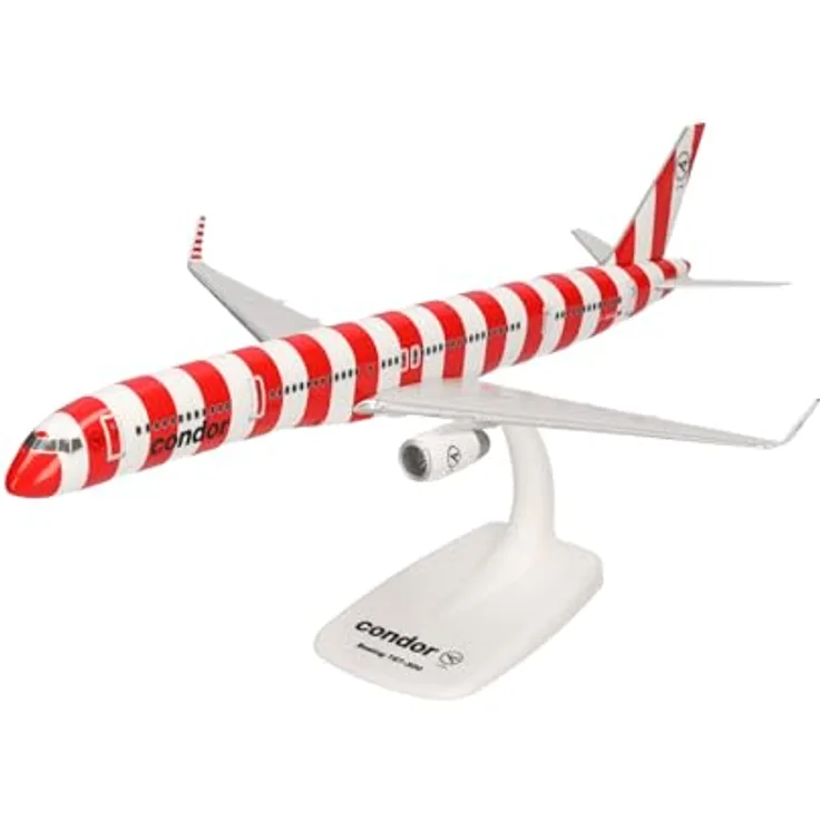 Herpa Snap-Fit Modellflugzeug Condor Boeing 757-300 "Passion Miniatur im Maßstab 1:200, Sammlerstück, Modell mit Standfuß, Kunststoff in Rot