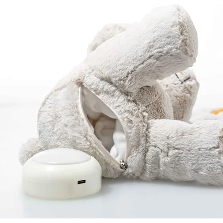 Steiff Light at Night Hoppie Hase, Kuscheltier mit Nachtlicht und Kunststoffaugen, 28 cm, hellgrau – Bild 3