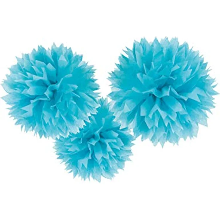 Amscan 18055-54-55 - Fluffy Dekobälle zum Aufhängen, Hellblau, 3 Stück, circa 40,6 cm, Papier, Hängedekoration – Bild 1